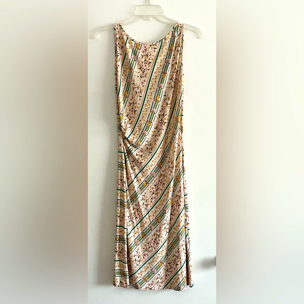 NWOT Vintage Diane Von Furstenberg Multicolor Silk Dress w/ruching on side